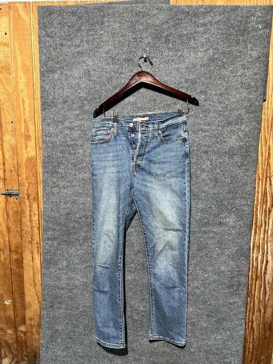 Levi's Denim - Levis Wedgie Straight Jeans Womens 29 Blue Medium High Rise Button Fly Denim